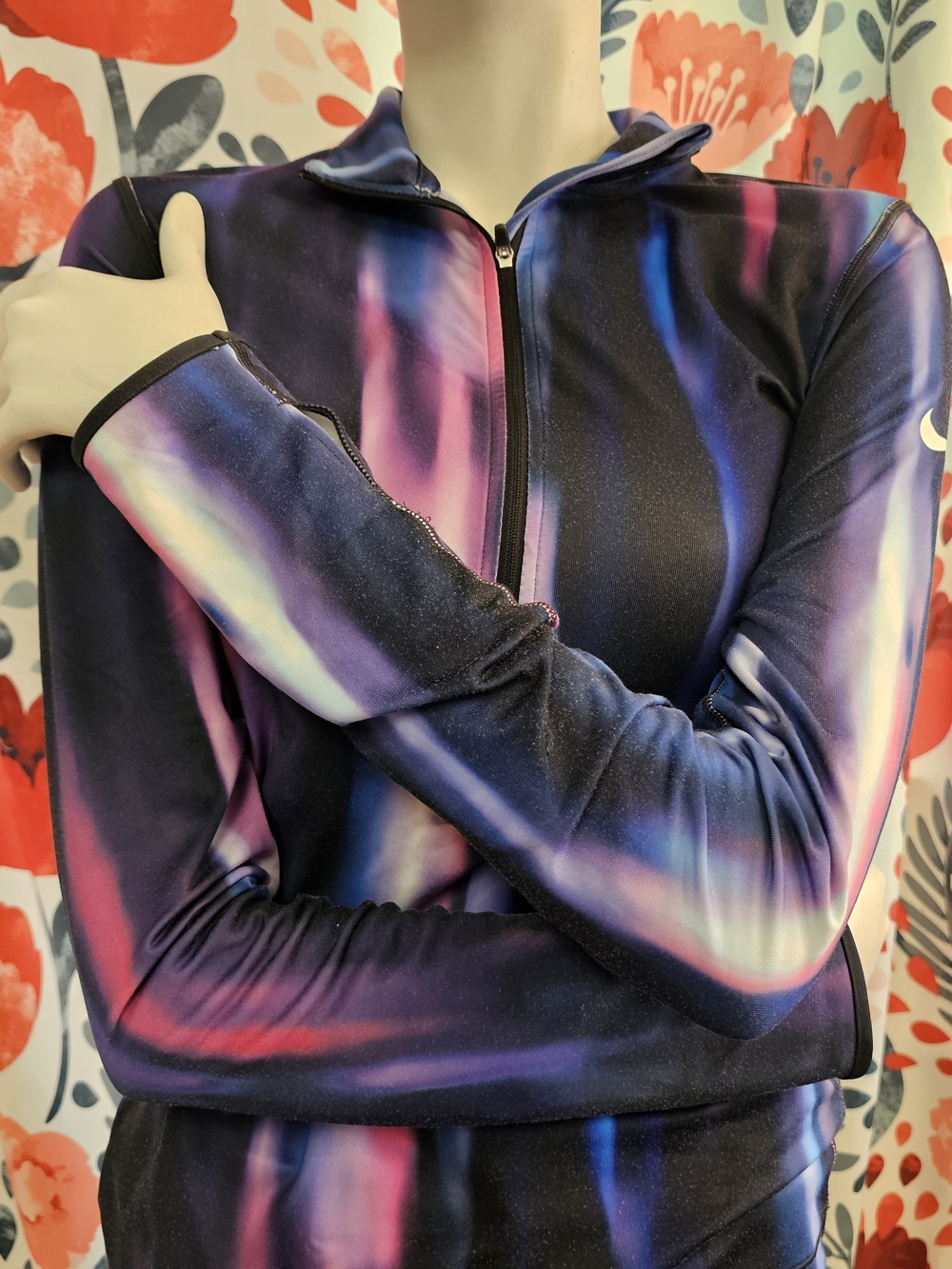 Nike Women's Zip-Front Dri Fit in Multicolor Aurora Print